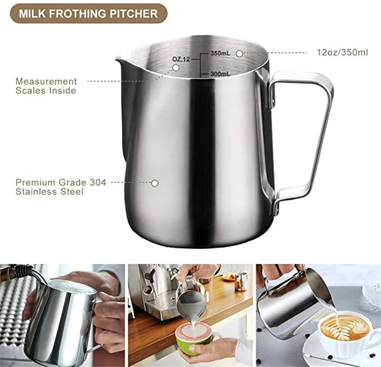 Milk Frother Handheld Coffee Art Set with Pitcher Powder Cocoa Shaker Latte Art Pen Coffee tea Stencils Coffee Spoons