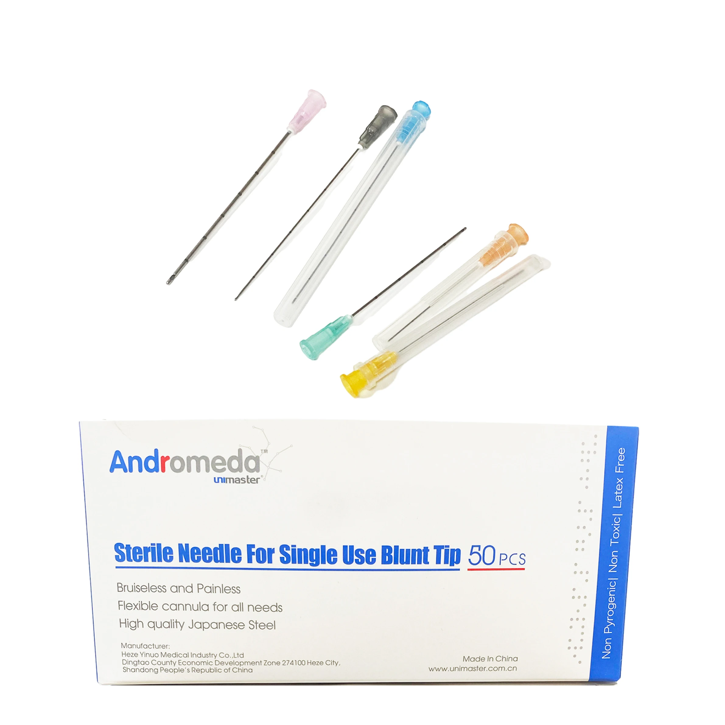 UNIMASTER Medical Sterile Microcannula 25g 50mm 70mm Blunt Tip Micro Cannula Needle For Injectable Hyaluronic Acid Fillers