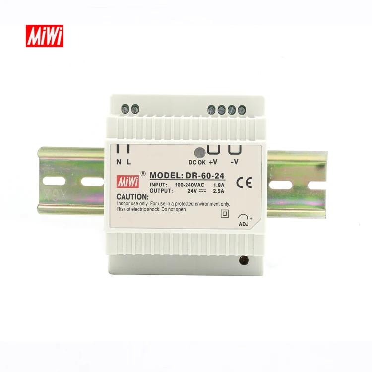 MDR-60-24 Din Rail 60W 2.5A 24V AC DC Led Single Output Switching Power Supply