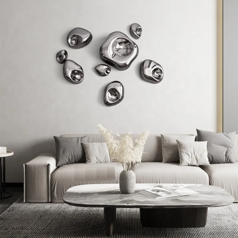 3D abstract metal wall art colourful Stainless steel ball combination wall decor creative metal art