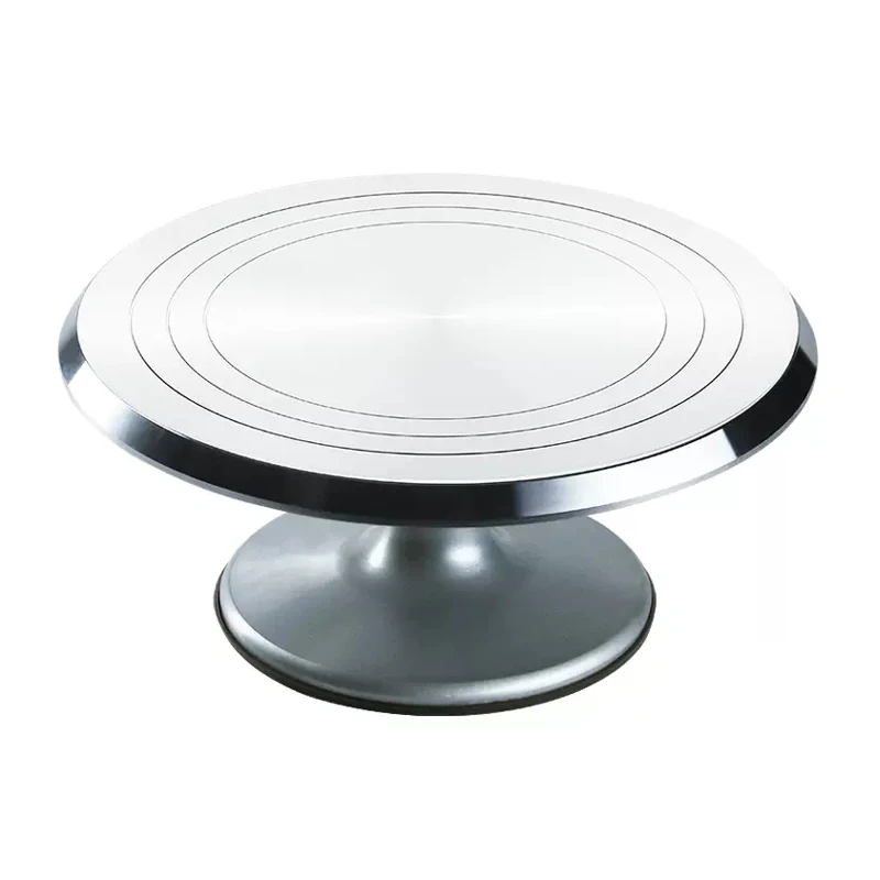 Silver Rotating Aluminium Alloy Cake Turntable Non-Slip Silicone Cast iron Base Multicolor Cake Stand For Bakery KItchenware