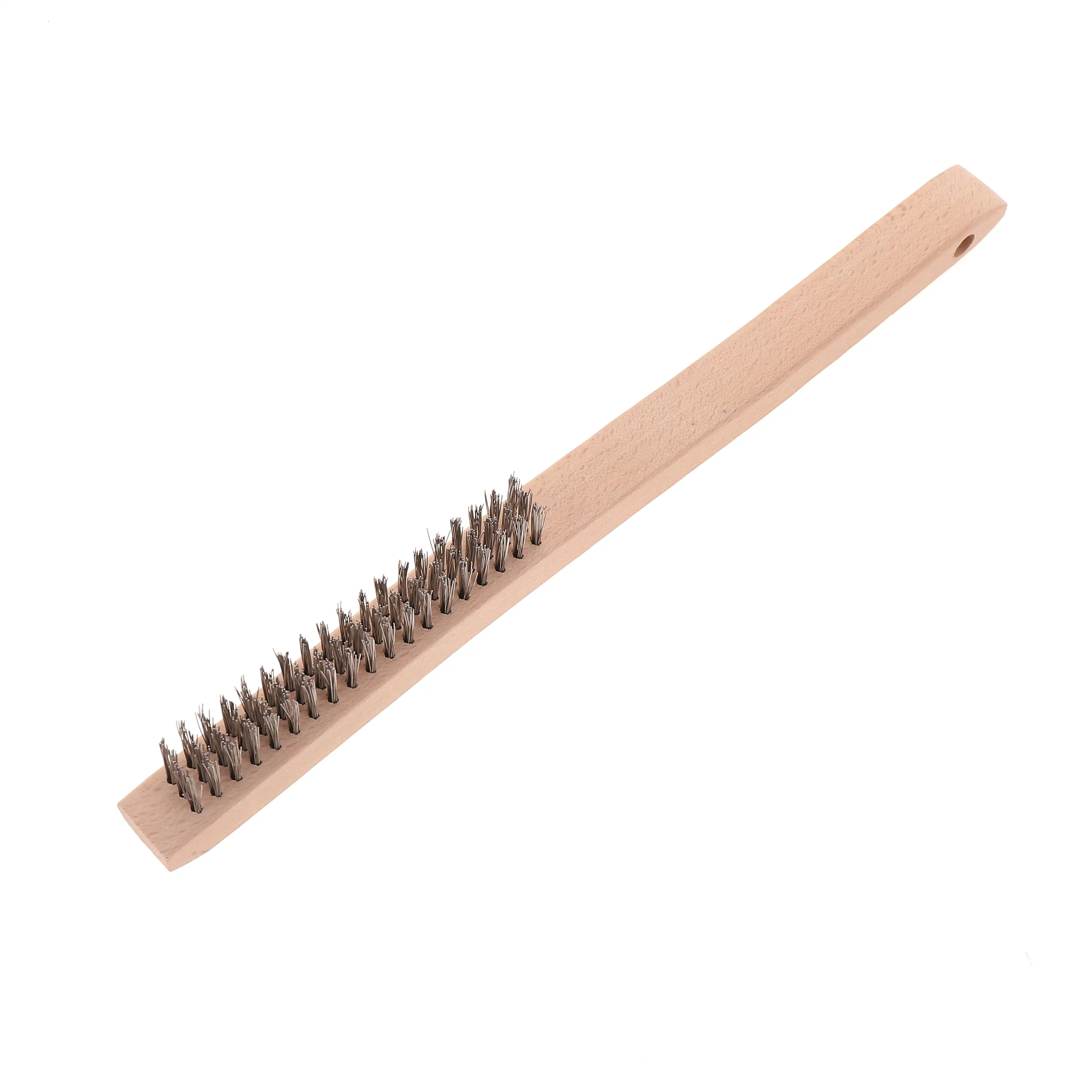 Wooden Handle Gold Steel Wire Brush Nail Head Floor Cleaning Brush Brass