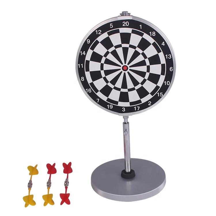 Kids desktop metal dart toy 8inch two-sided aluminium magnetic dart board games set with hook and pedestal