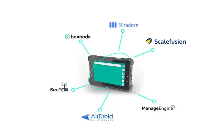 7 inch IP67 rugged in-cab Google mobile service certificate tablet with RAM mount and industrial interface for driver monitor