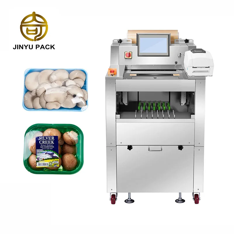 flow wrapper Vegetable and Fruit with Tray Packing Machine for Enoki Mushroom Fresh mushrooms Vegetable Packing Machine
