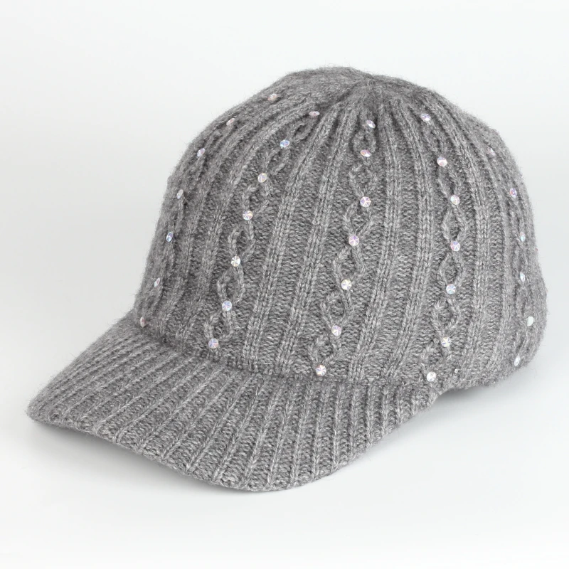 Wholesale New Fashion Winter Chic Wool Knitted Braid Diamond Baseball Gorras Trucker Golf Tennies Dad Hats For Women