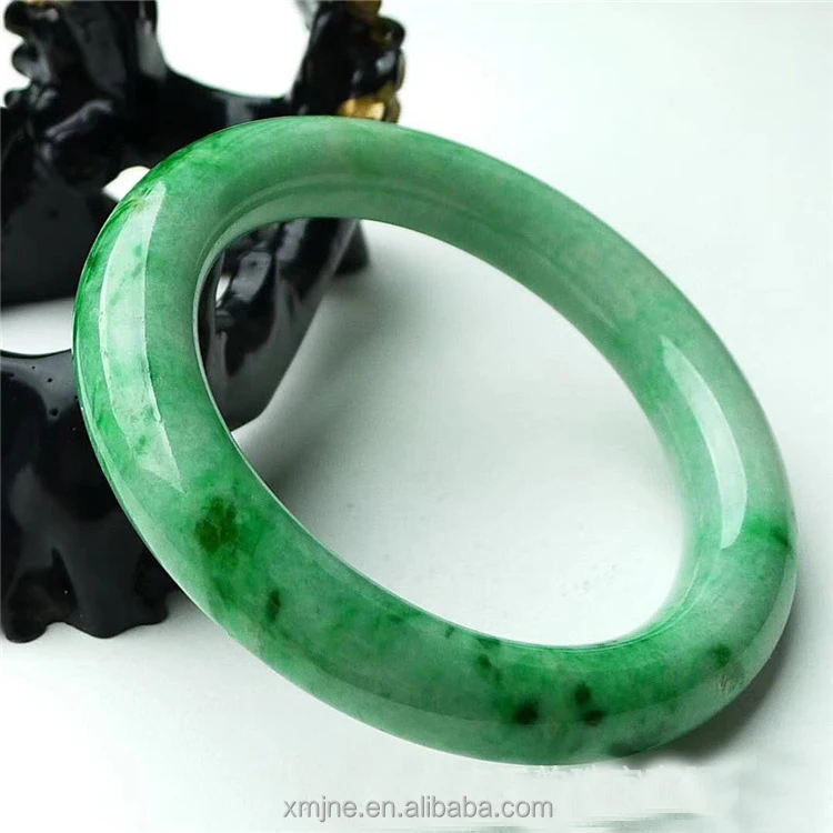 Certified Grade A Myanmar  Jade Bracelet Is Circle Old Pit Ice Waxy Orchid Floating Green Jade Bracelet Round Bar Pendant Female
