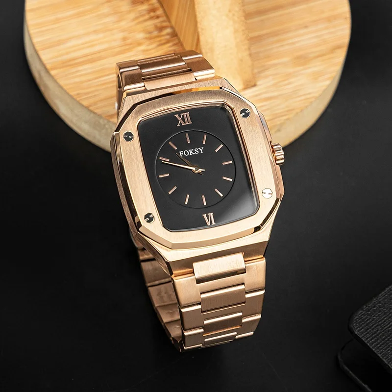 Premium Soft Stainless Steel Strap Wrist Luxury Square Quartz Watch For Men