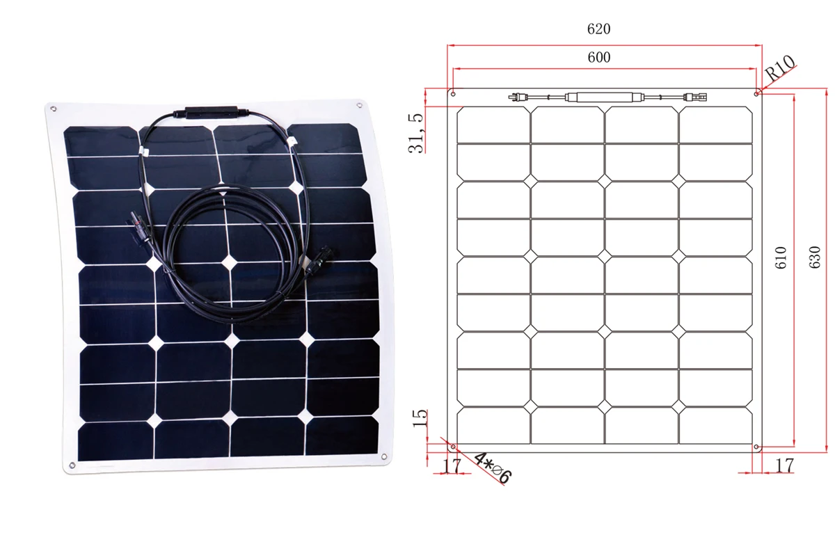 High-Efficiency 60W Flexible Monocrystalline Silicon Solar Panel Low-Cost Green Energy Source Car Phone Charrs Battery Charging