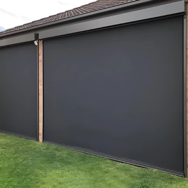 Outdoor windproof waterproof patio motorized Automatic garage door screen electric roller up retractable screen garage door