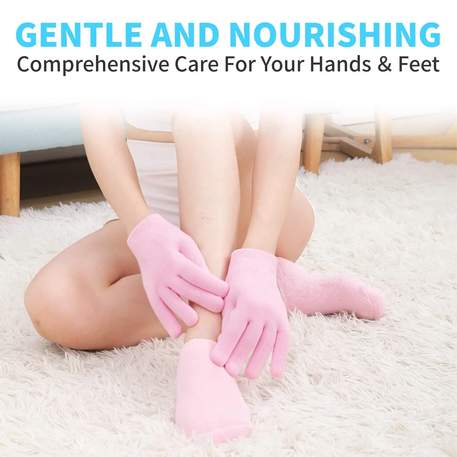 Beauty Healthy Women Foot Spa Pedicure Gel Silicone Sock Moisturizing Gloves For Hands And Feet