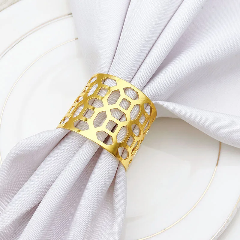 
Wholesale napkin rings iron round metal gold rose gold decoration napkin buckle for party 