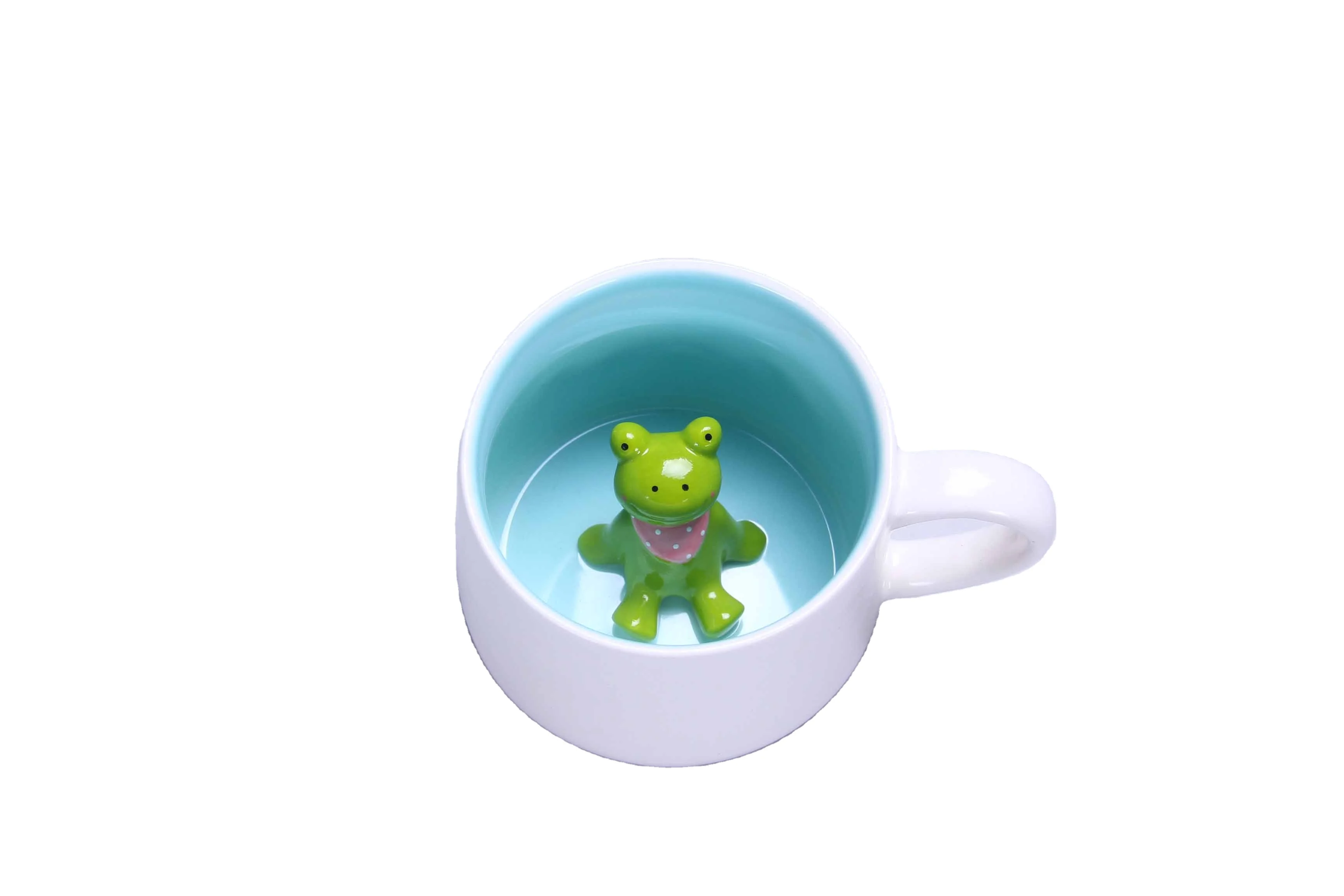 Custom small gift surprise coffee mug ceramic hidden animal Dog Cow Frog milk mug for kids