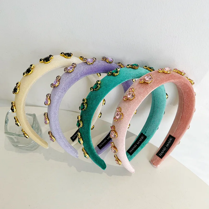 Mouse Rhinestone Velvet Headband For Women elastic rhinestones headbands cute headbands for women