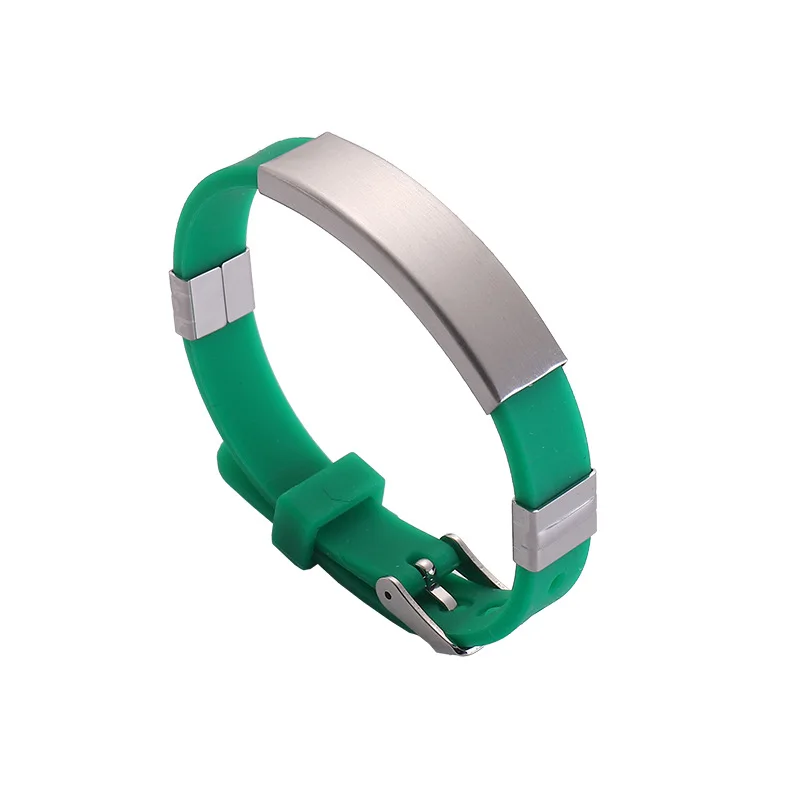 DAICY men women plain engraved soft stainless steel custom logo personalized name silicone bracelets