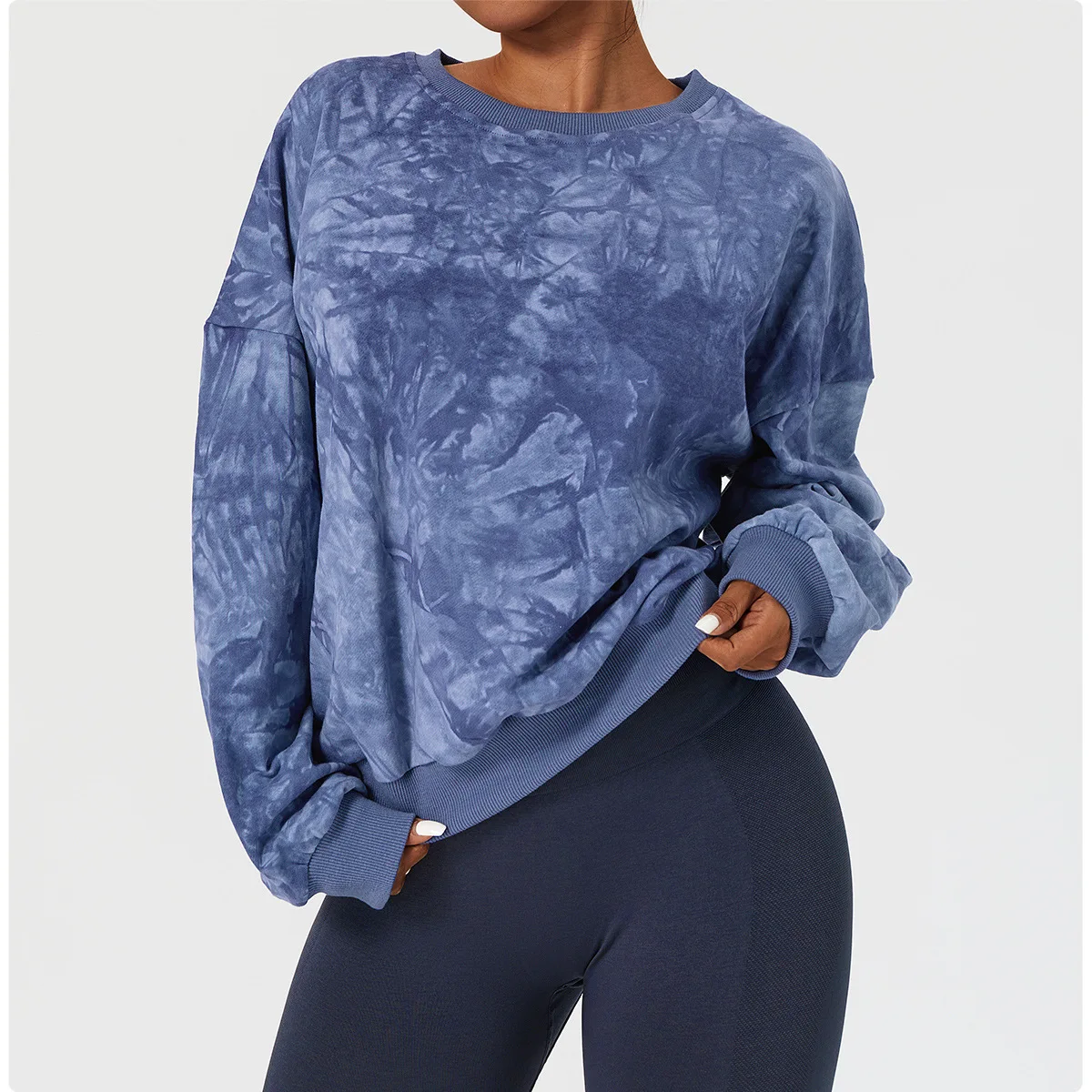Wholesale Cotton Oversized Sweatshirt Women Fitness Tracksuit Tie Dye Pullover Hoodies Casual Gym Wear