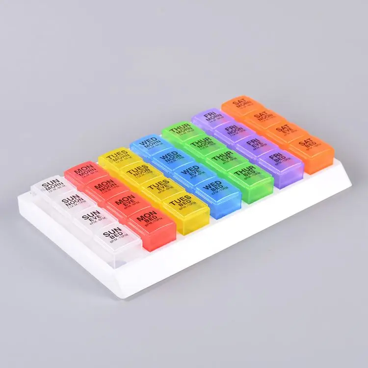 MM-PB070 Cheap Price Mini Plastic 7 day Plastic Pill Box Organizer Compartment Pill Box Outdoor Portable Pill Box