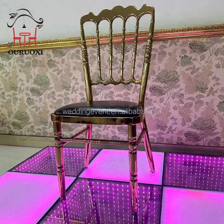 Wholesale Customized Gold Electroplated Iron Napoleon Wedding Hotel Banquet Chair