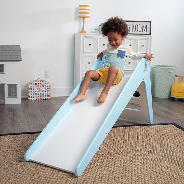 Montessori Wooden Kids Play Slide With Climber Step For Indoor Outdoor Playground Toy