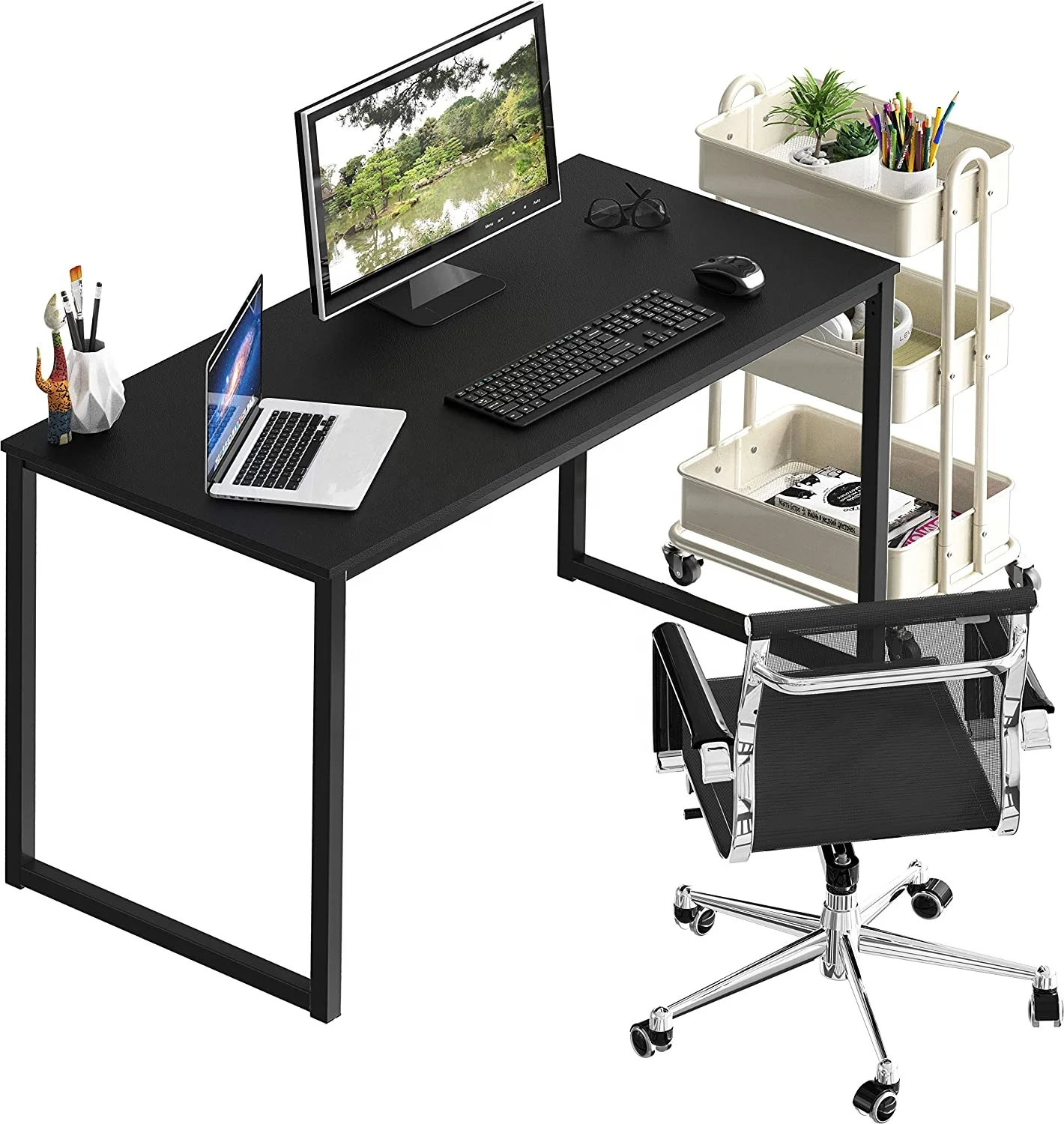 Rectangular MDF Home Office Desks Height Adjustable steel office desk frame