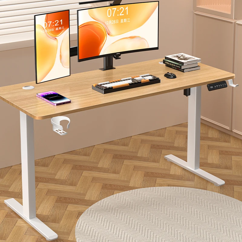 QIANBEI Furniture Workstation Factory Customize Led Light Electric Lifting Desk Office Control Command Console Monitor Design