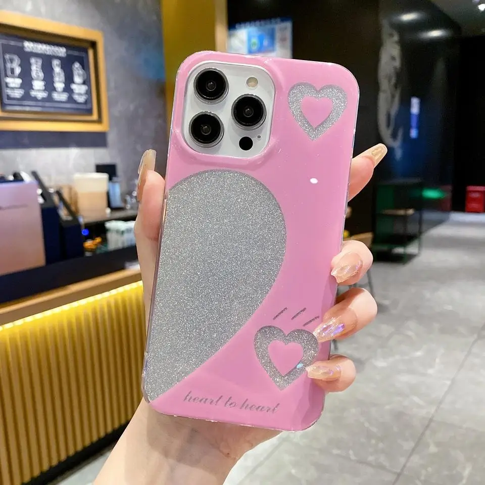 Popular Fashion Lover Couple Style Luxury Cell Phone Cover For iPhone 11 12 13 14 Laser Phone Case for iphone 14 pro