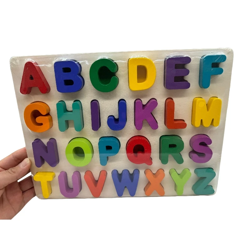 Wooden board alphabet number kids Montessori 3D learning puzzle early educational activity boards toys for child boys and girls