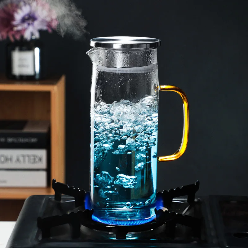 1000ml 1500ml Large Capacity Creative high-capacity colorful borosilicate glass kettle home office juice cool teapot
