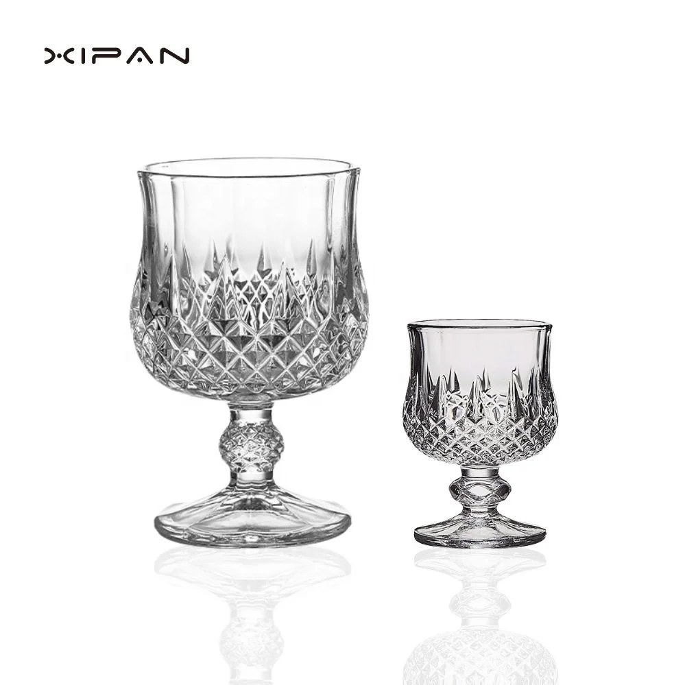 Изысканная и компактная стеклянная чашка с ромбовидным узором в стиле ретро коктейль Мохито дегустационная