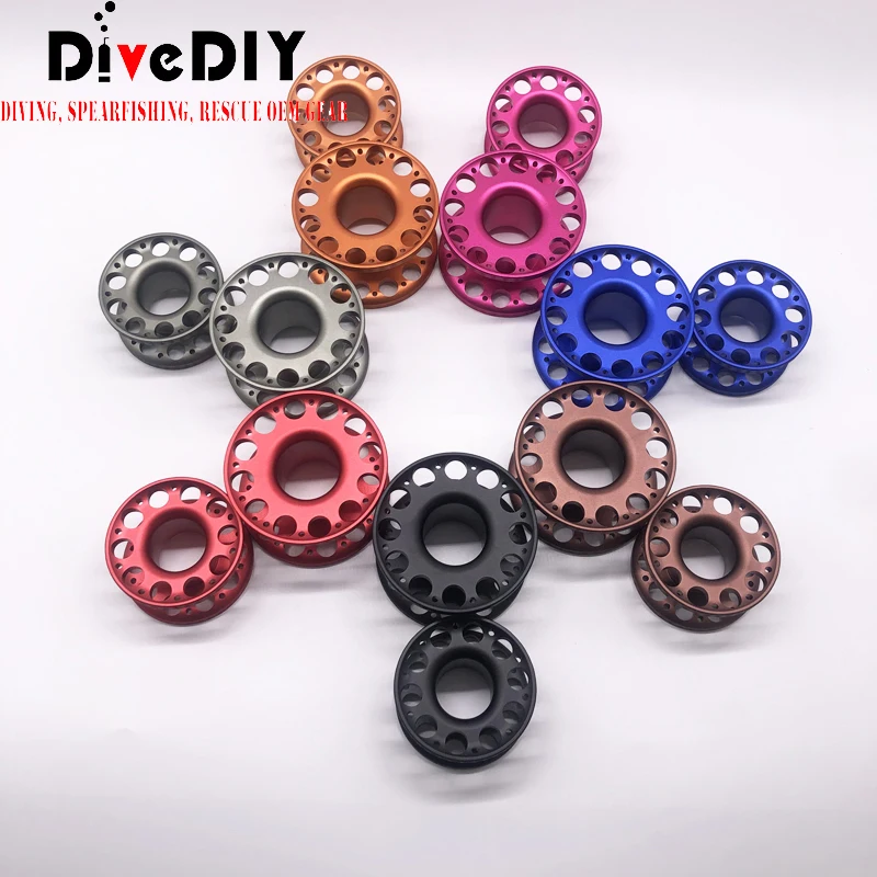 15M Flat Line Scuba Diving Aluminum Alloy Spool Finger Reel with Stainless Steel double ended hook SMB Equipment Cave Dive