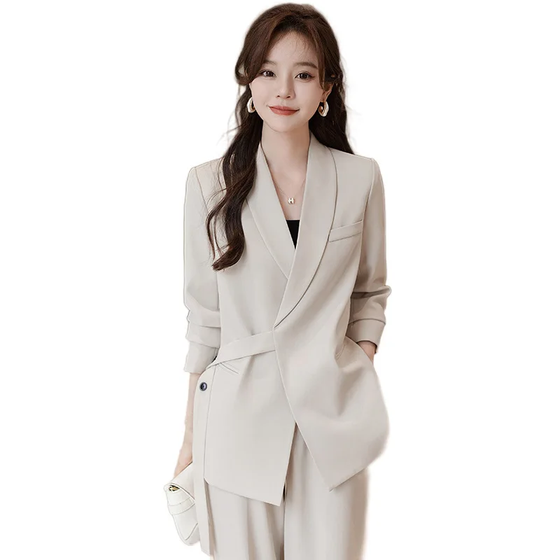 Customized Factory Womens 2 Piece Suit Notched Lapel One Button Slim Fit Business Office Work Tuxedo Blazer Pants Set