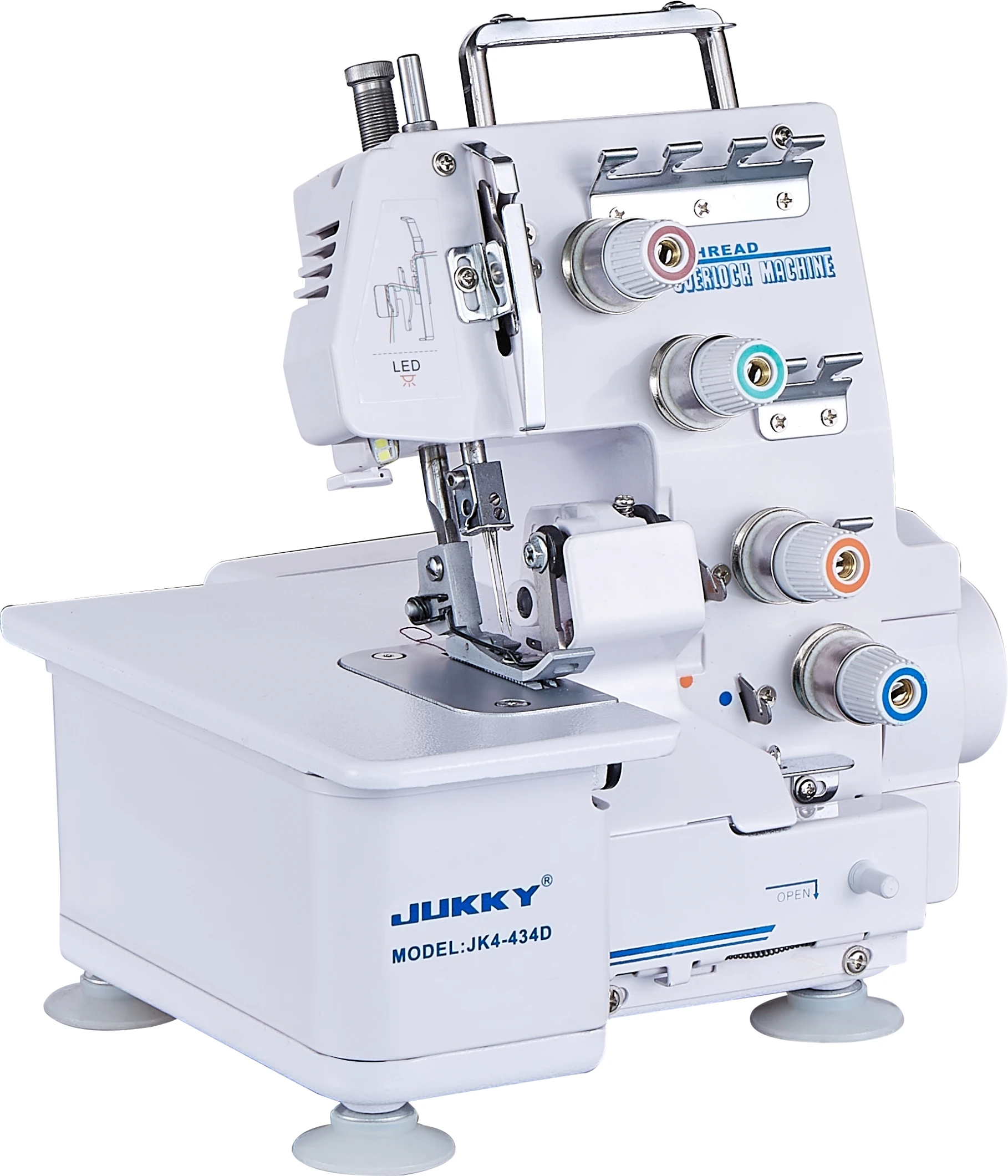 JK4-434D Высококачественная семейная швейная машина с четырьмя нитками электрическая со светодиодной лампой заводская цена