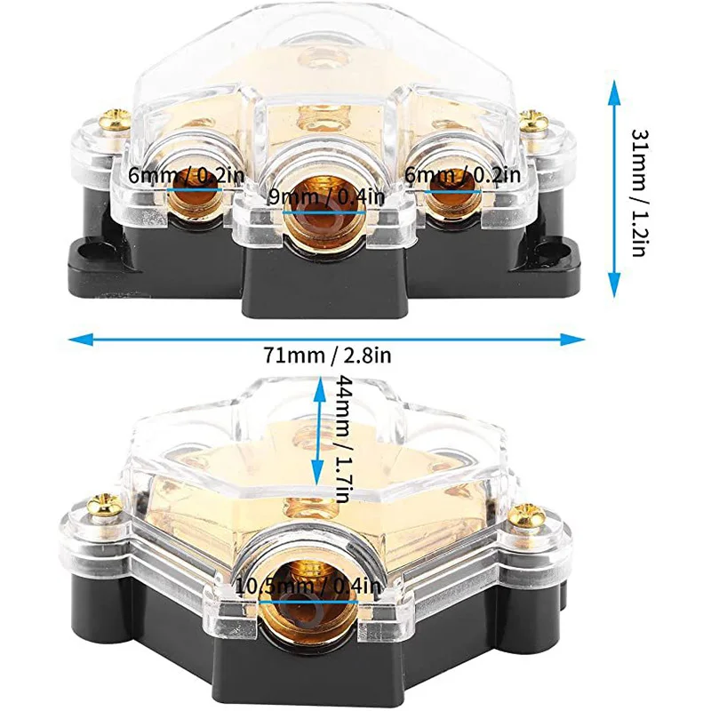 Car Audio Power Distribution Block1*2GA in-1*4GA +2*8GA out power socket zinc alloy car power distribution block