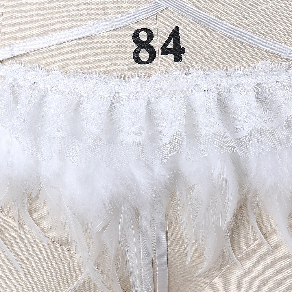 Custom Designer Fancy White Feather Bra And Thong Set Erotic Exotic Festival Dancewear Party Dance Rave Outfit