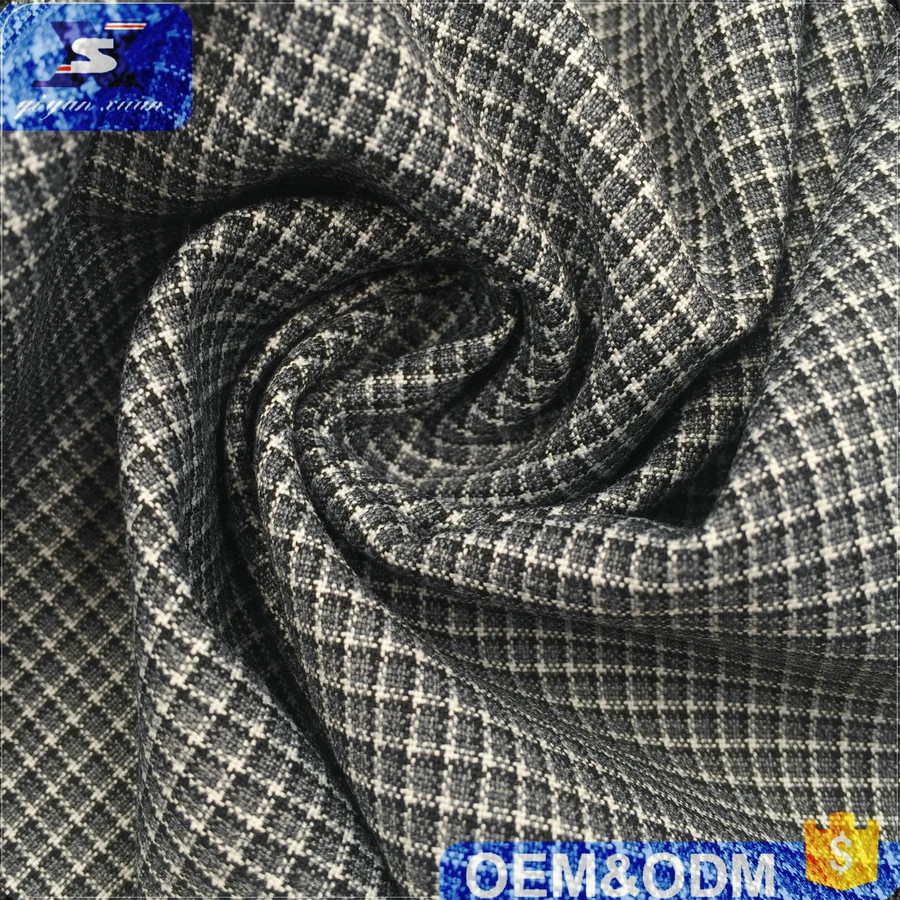 Новая клетчатая ткань в английском стиле, полиэстер, вискоза, спандекс, текстурированная мужская ткань для костюмов, курток, поставщик высококачественной ткани