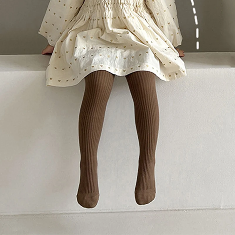 Wholesale Multi Colors Solid Ribbed Children Pantyhose Kids Tights Cotton Girls Blue White Baby Kids Tights