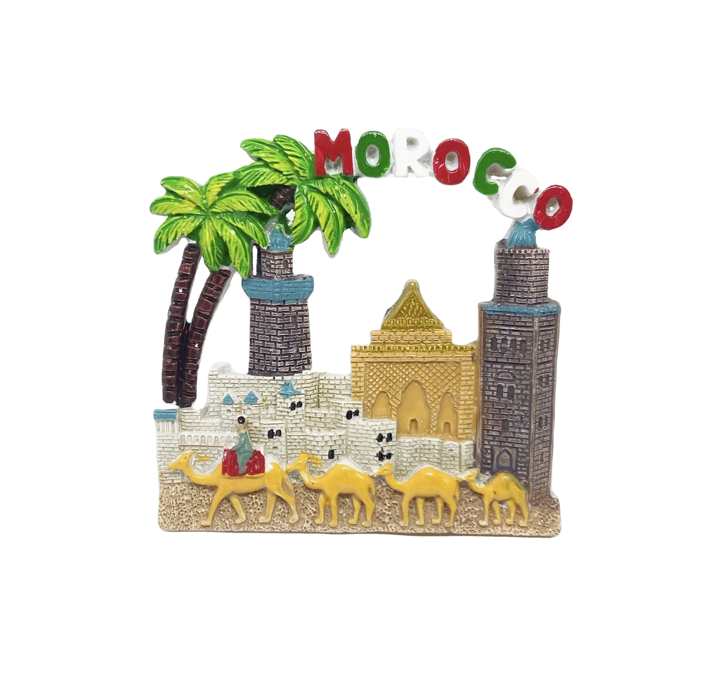 
YIWU BaiWen Wholesale promotional Morocco custom fridge magnets tourist souvenir 3D resin fridge magnet of gift 
