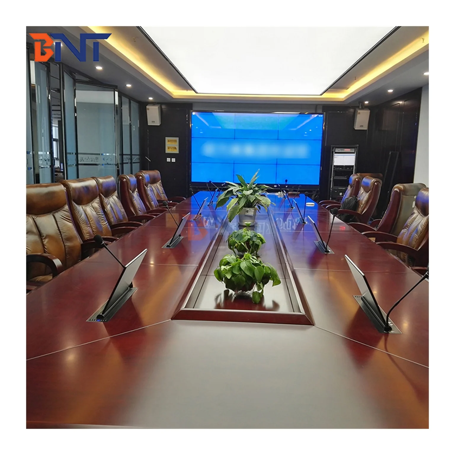 13.3 Inch Full Aluminum Retractable LCD Monitor Synchronous Lifting Video Audio Presentation System for Video Conferences