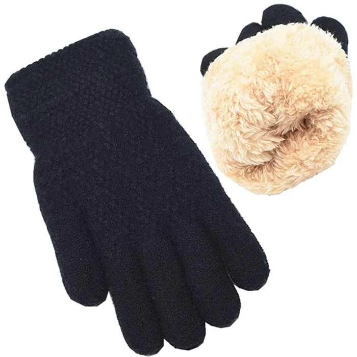 Winter Gloves for Kids Warm Knit Thermal Cable Gloves Wool Fleece Lined Mittens Gloves for Cold Weather