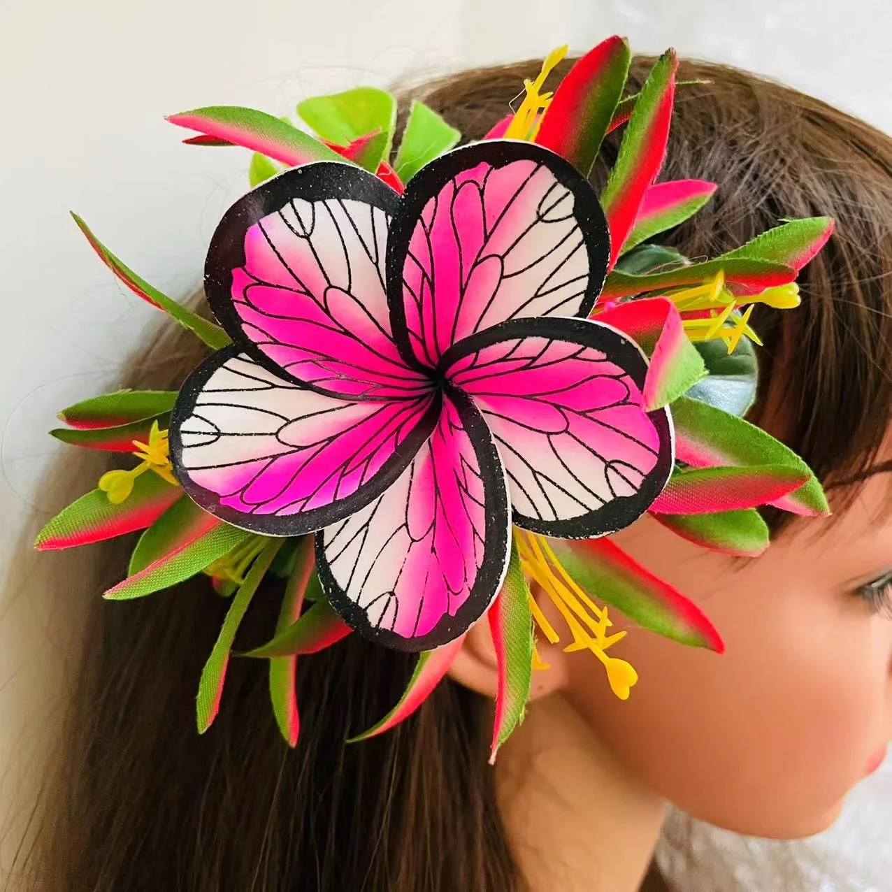 Spiderlily plumeria hair clip Foam floral accessories Artificial Island tiara frangipani hibiscus dance party graduation wedding