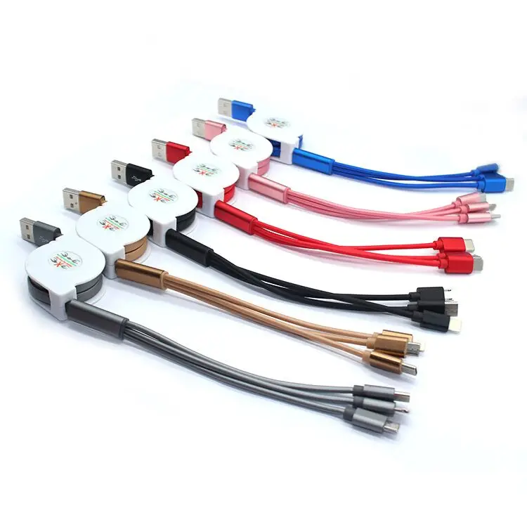 Logo Printing Free Nylon Braided 2.4A 3 in 1 USB Charging Cable