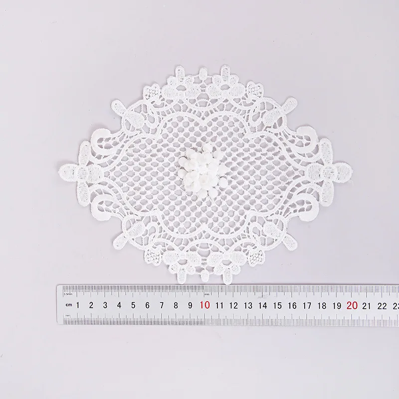 Custom flower Shape accessories Applique guipure Lace Fabric Pair Patch For DIY