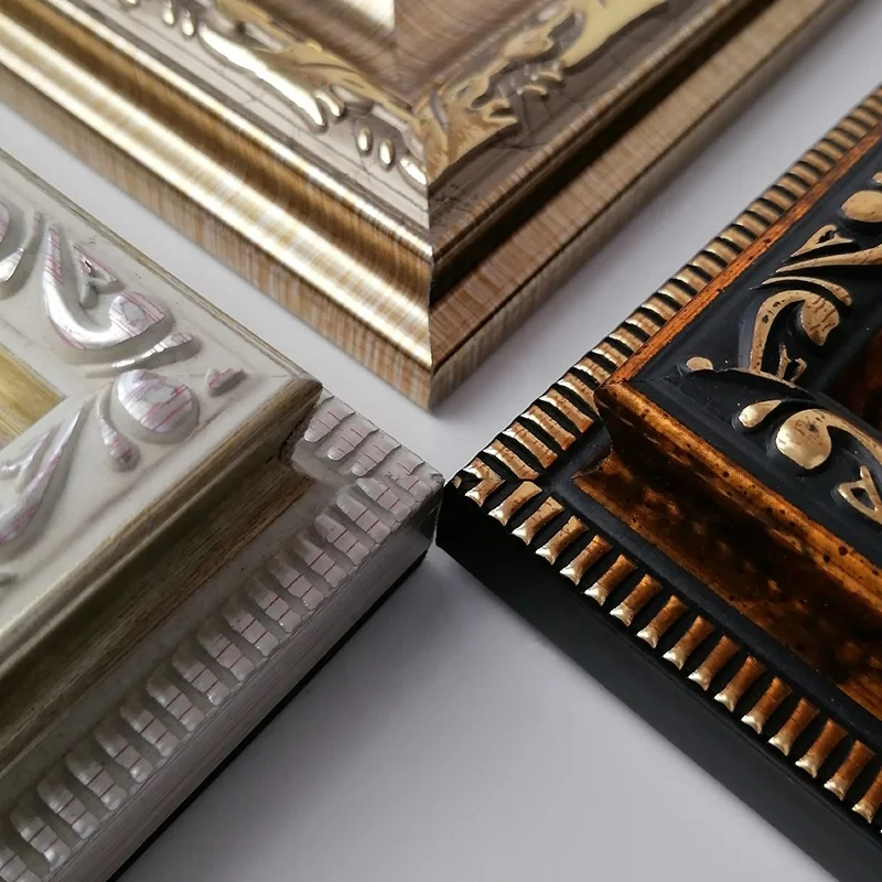 8*10' Baroque retro design style wood golden silver color table Plastic photo frame