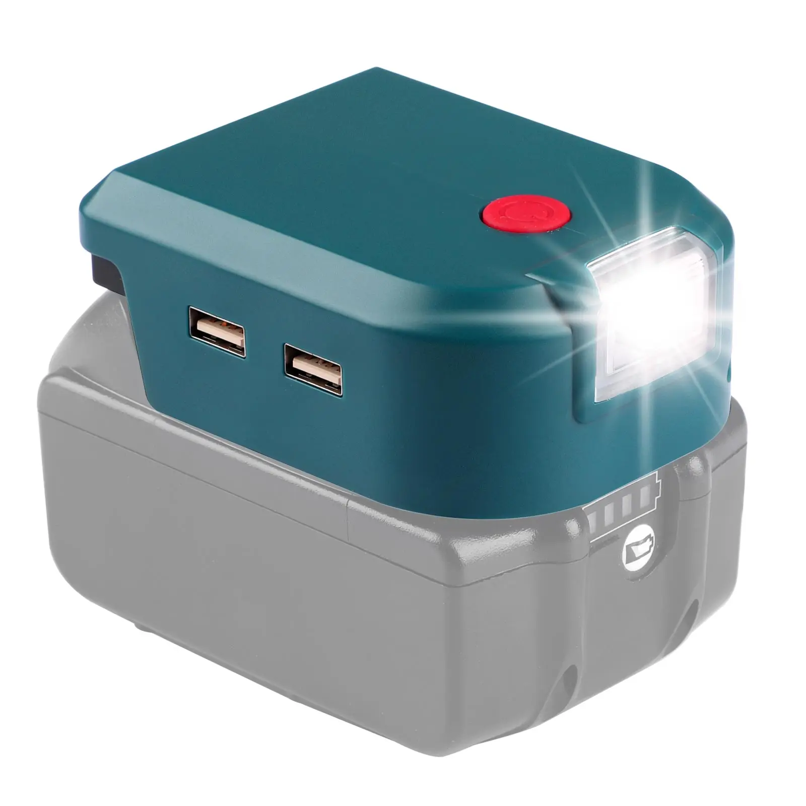 Urun Battery Adapter LED Light with 2 USB Port suit for Makita 14.4-18V Lithium Battery Power Source charger adapter