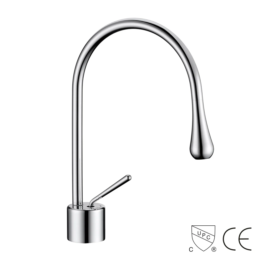 Eco-Friendly White Color Kitchen Sink Mixer Faucet Tap Single Handle Deck Mounted Goose Neck Kitchen Faucet
