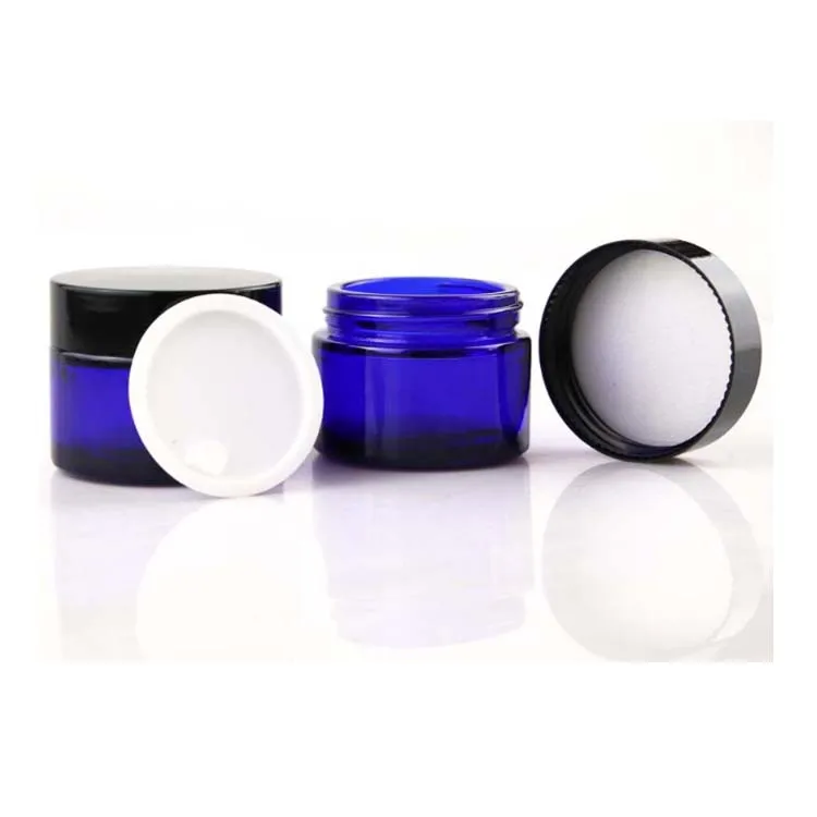Luxury Empty Eco-Friendly Cosmetic Matte Green Blue Amber Cream Jar Glass With Lid glass jar cosmetic packaging