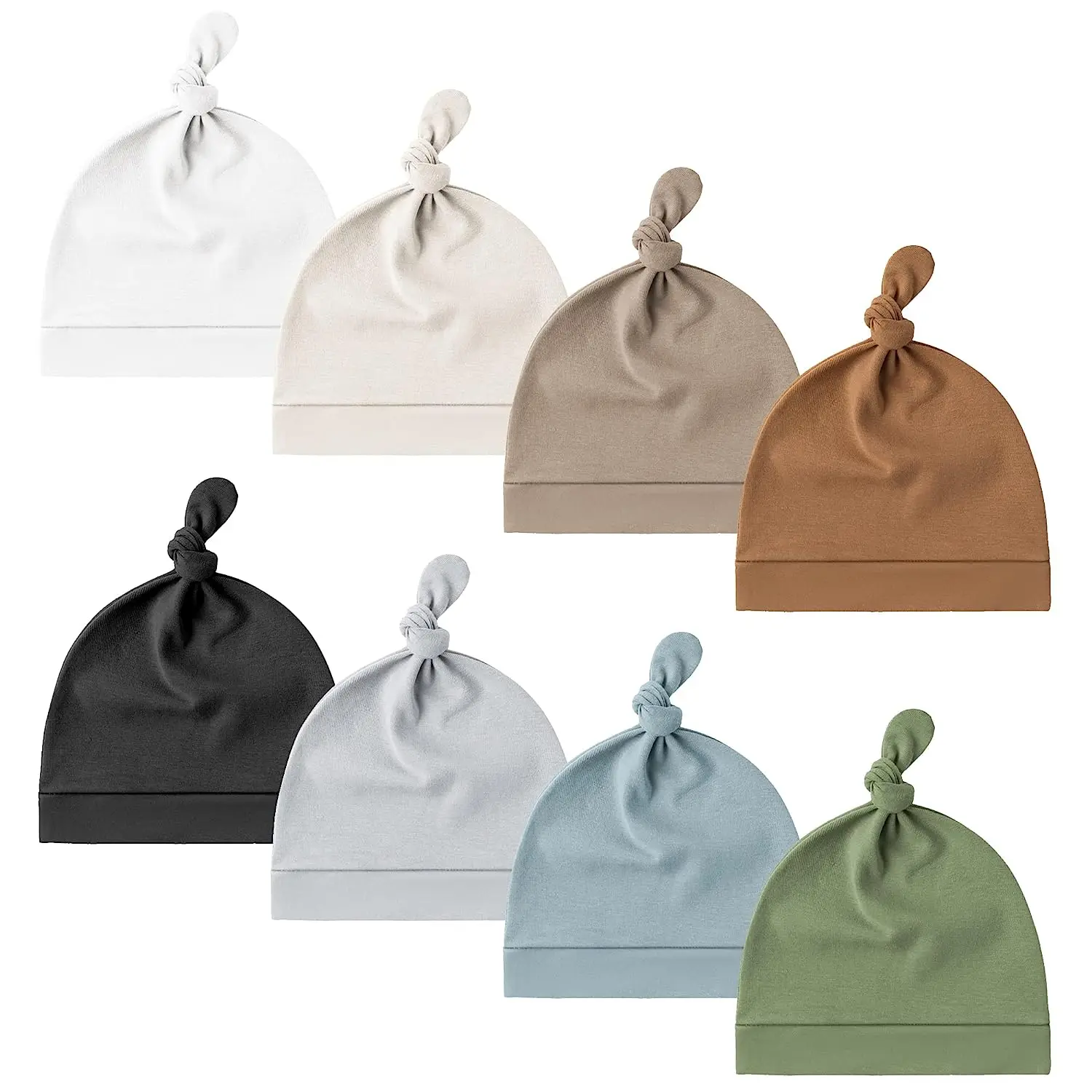 FuYu OEM ODM Customization Viscose from Bamboo Spandex  Bamboo Baby Beanie Hats Super Soft Knotted Caps