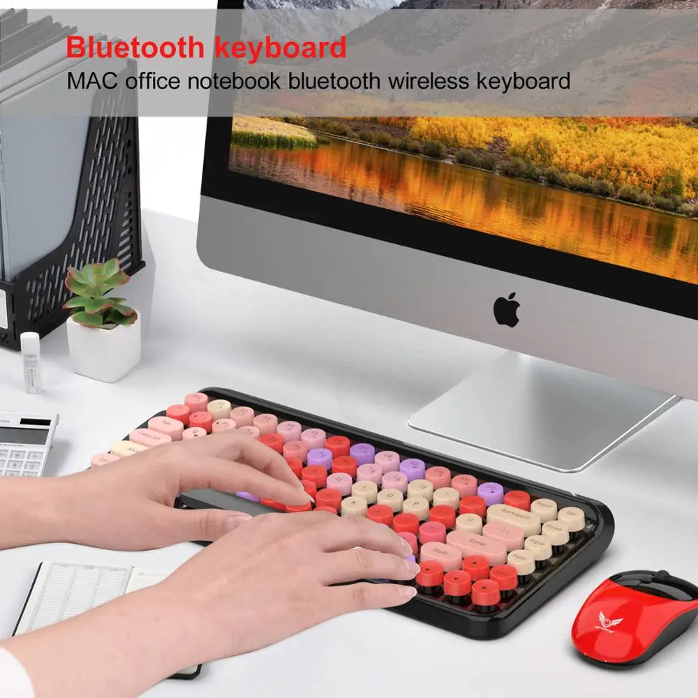 
Free Shipping Women Dot Colorful Lipstick Candy Mechanical Bluetooths Wireless Keyboard And Mouse for Laptop Desktop 