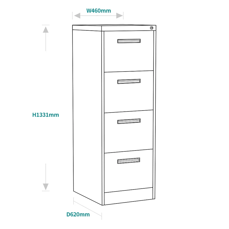 Metale filing cabinet iron vertical pedestal garage cabinets storage 4 drawer cabinet with central locking