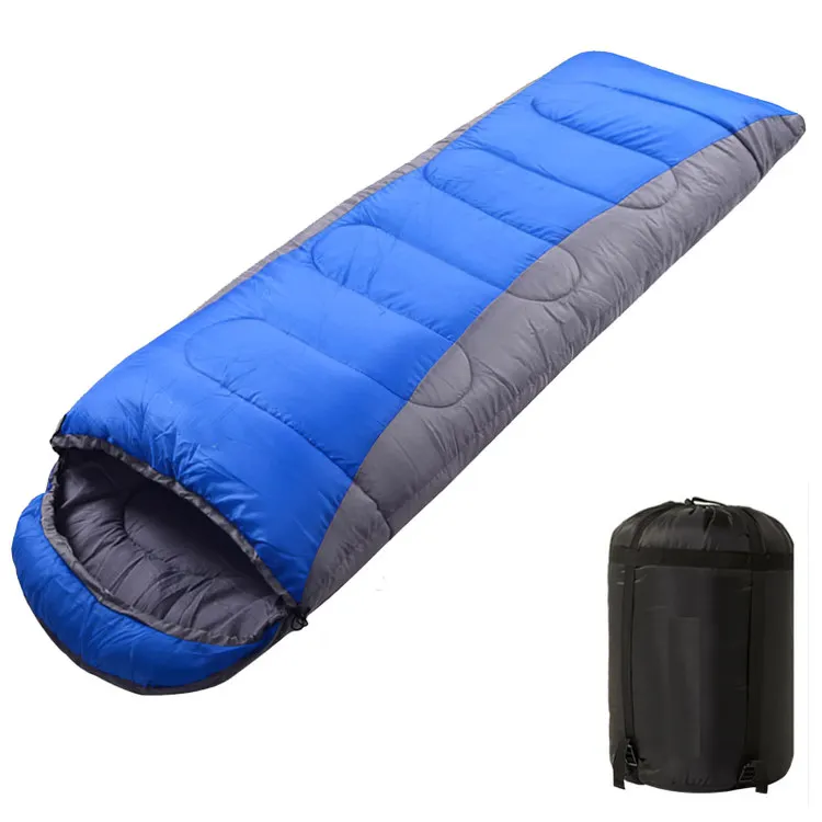 
Blue Mountain Warm Fochier Outdoor Camping Hiking Travel Hooded Cotton Envelope Sleeping Bags For Cold Weather 